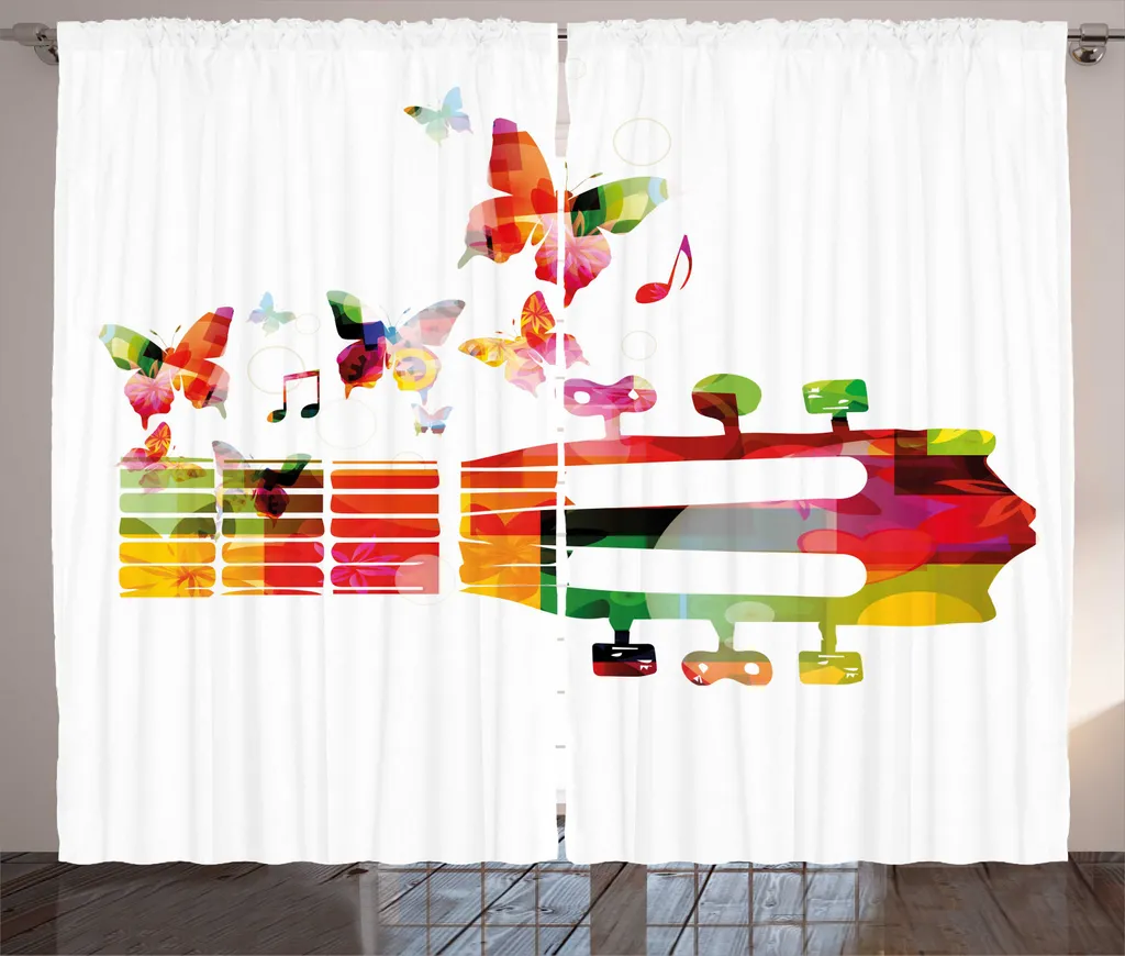 Rideaux pour salon ambiance musicale et bohème 280 x 225 cm multicolore