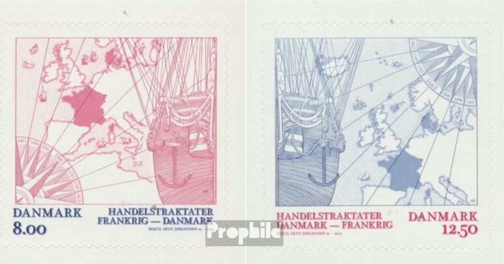 Briefmarken Dänemark 2013 Mi 1761-1762 postfrisch Handelsabkommen Frankreich