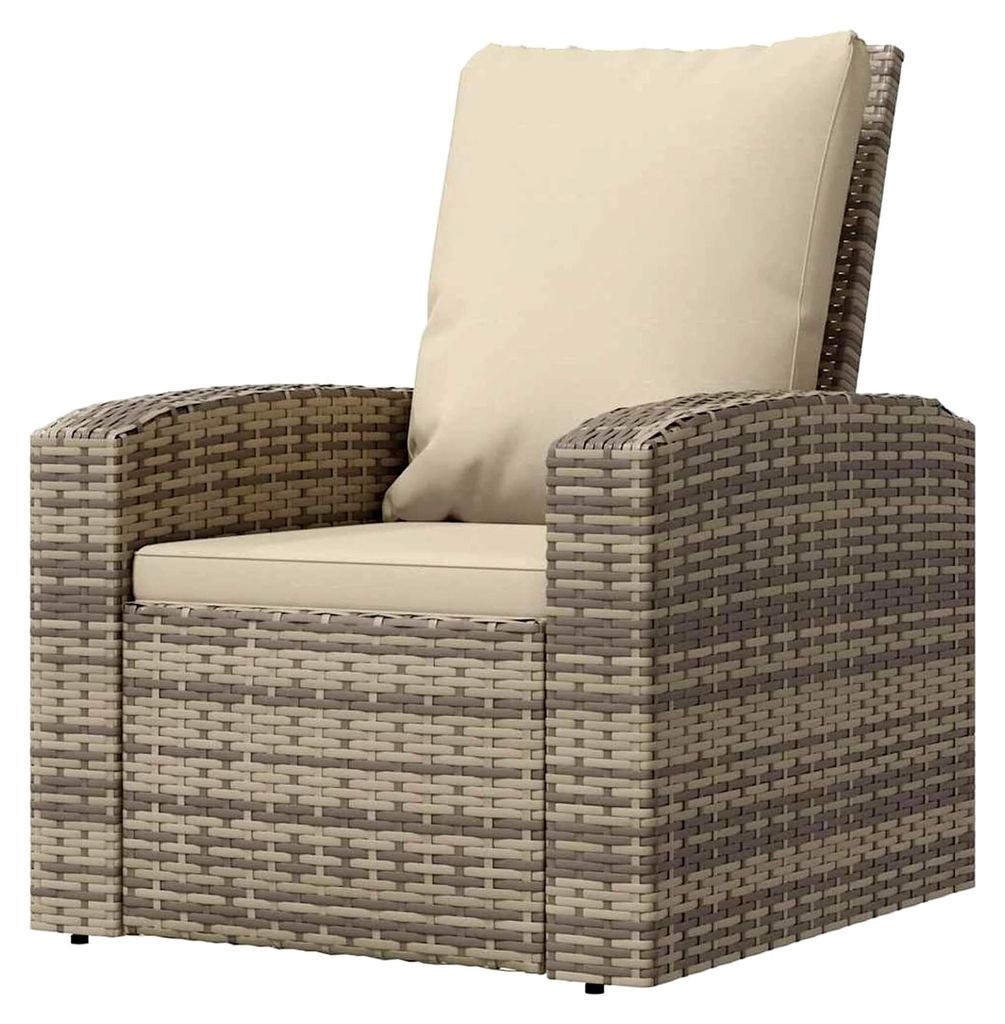 Gartensessel mit Liegefunktion Hellbraun PE-Rattan Stahl 74x80,5x93 cm für den Außenbereich