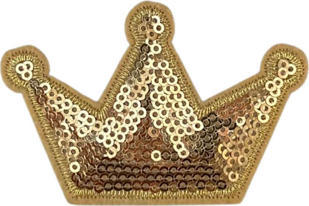 Kronen-Pailletten-Emblem-Aufnäher zum Aufbügeln, Goldbeige