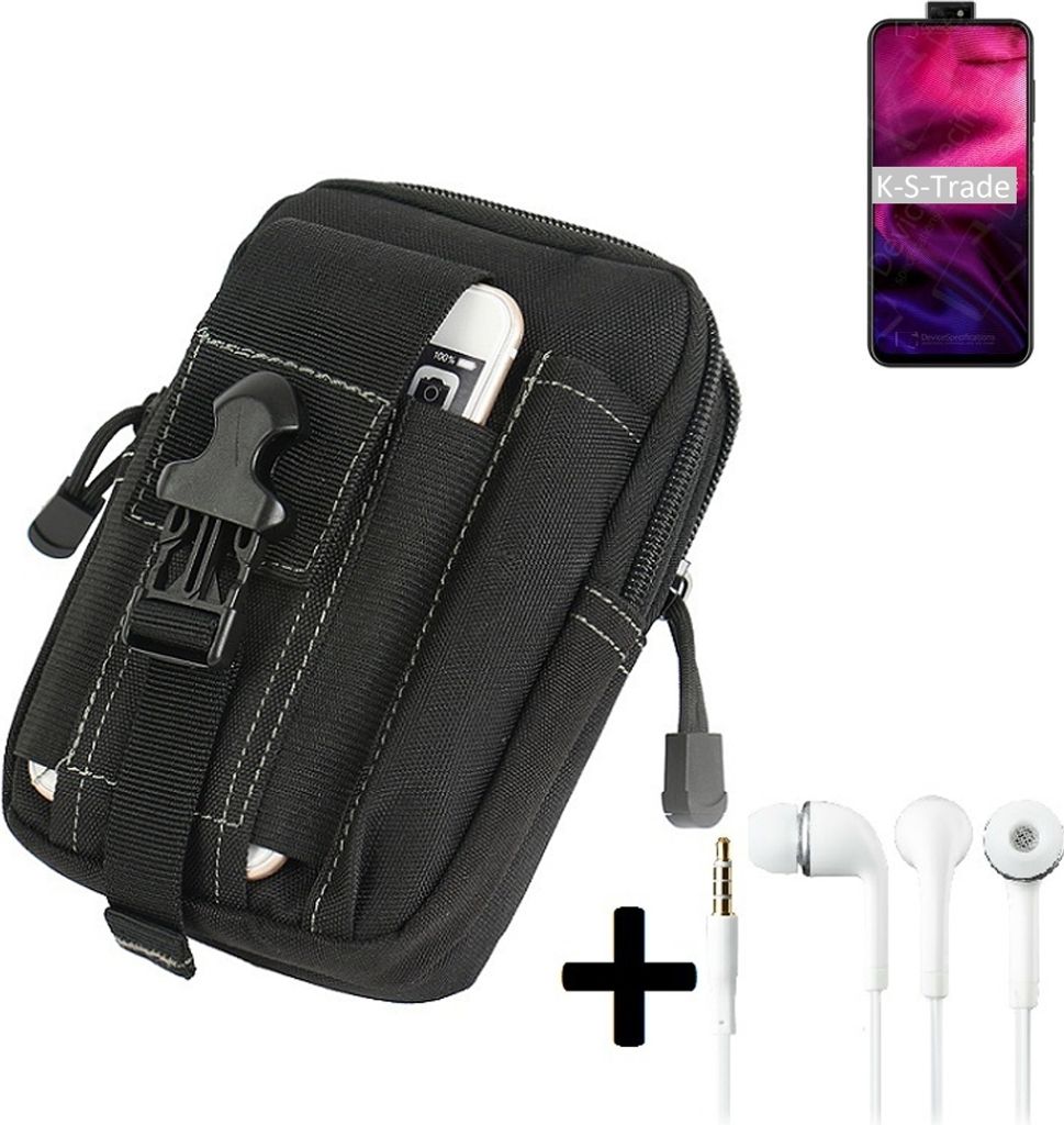 K-S-Trade Gürteltache + Kopfhörer kompatibel mit HiSense Infinity H50 Zoom Gürtel Tasche Holster Schutz Hülle Handy Hülle schwarz inkl.