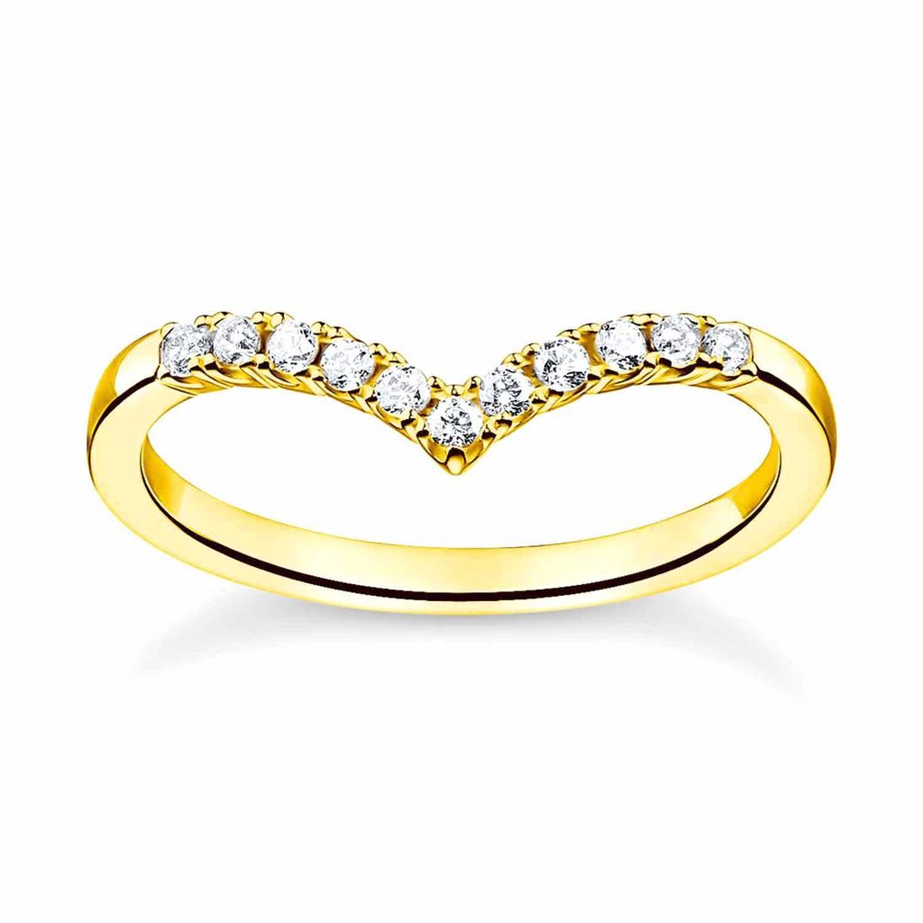 Thomas Sabo TR2394-414-14 Damenring V-Form mit Weißen Steinen Goldfarben 1