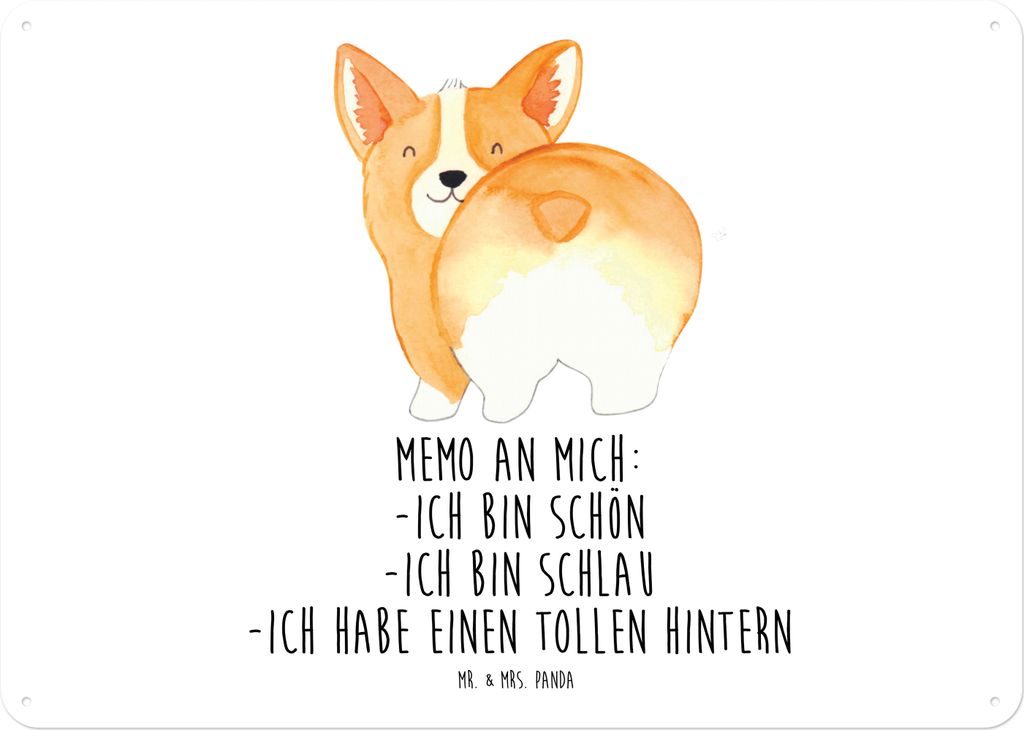 Mr. & Mrs. Panda Wandbild Corgi Po DIN A4 - Weiß - Geschenk, Metallbild, Motivation, Schild, Spruch, Magnetschild, tafel, Hund, Sprüche, Türschi...