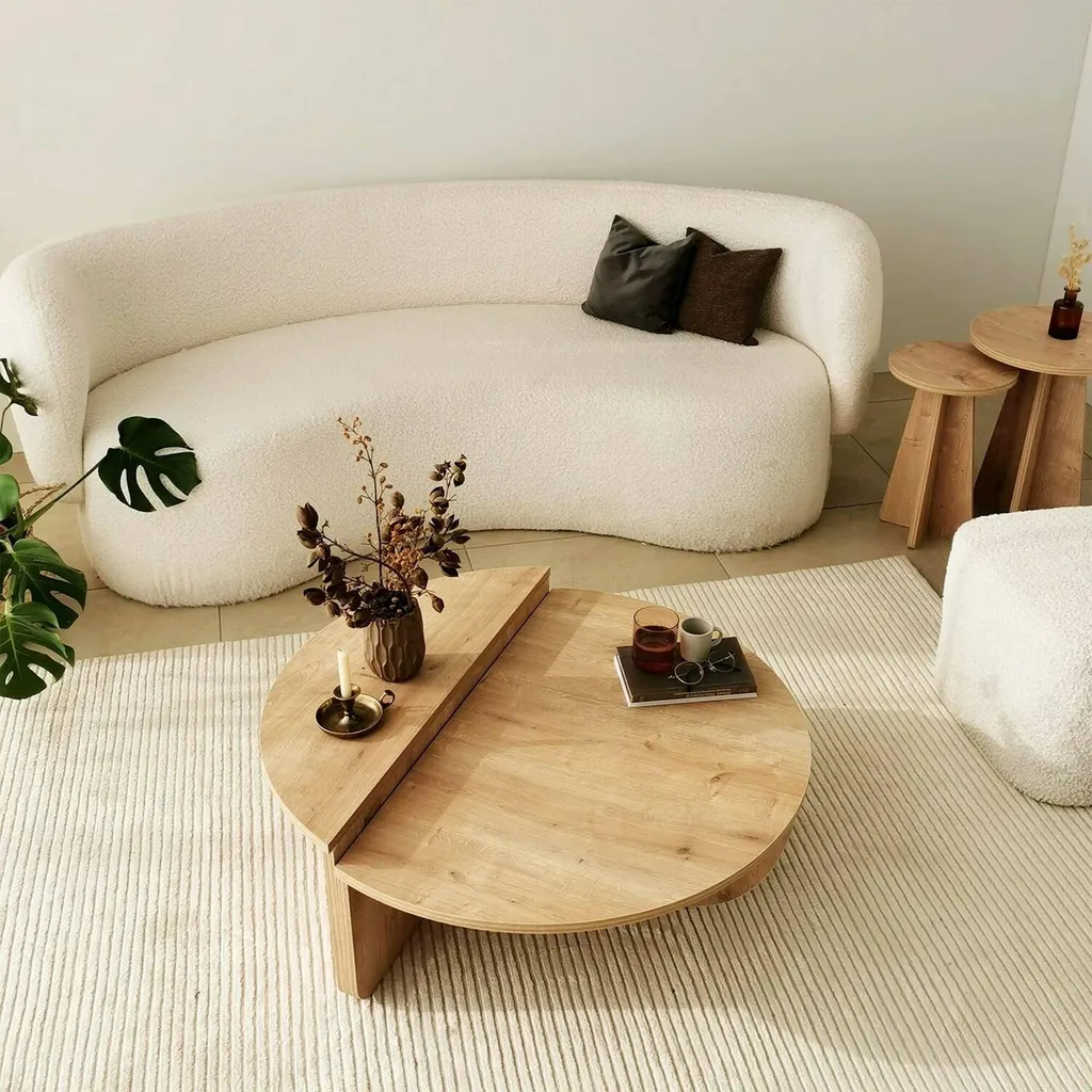 Table Basse Modulable Multifonction Chêne Brun 90x90cm Style Azim