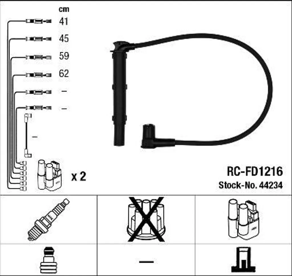 Kit Cavi Accensione Originali NGK 44234 per Galaxy WGR - Qualità OE