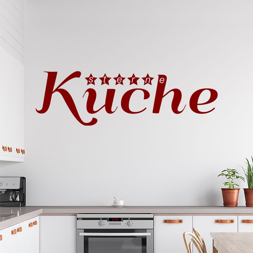 Fünf Sterneküche Wandtattoo in 6 Größen - Wandaufkleber Wall Sticker - Dekoration, Küche, Wohnzimmer, Schlafzimmer, Badezimmer