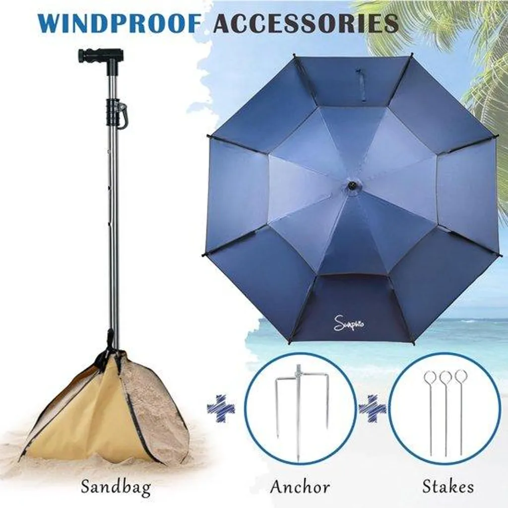 Grand parasol de jardin 220 cm pour terrasse ombragée et ventée UV50+