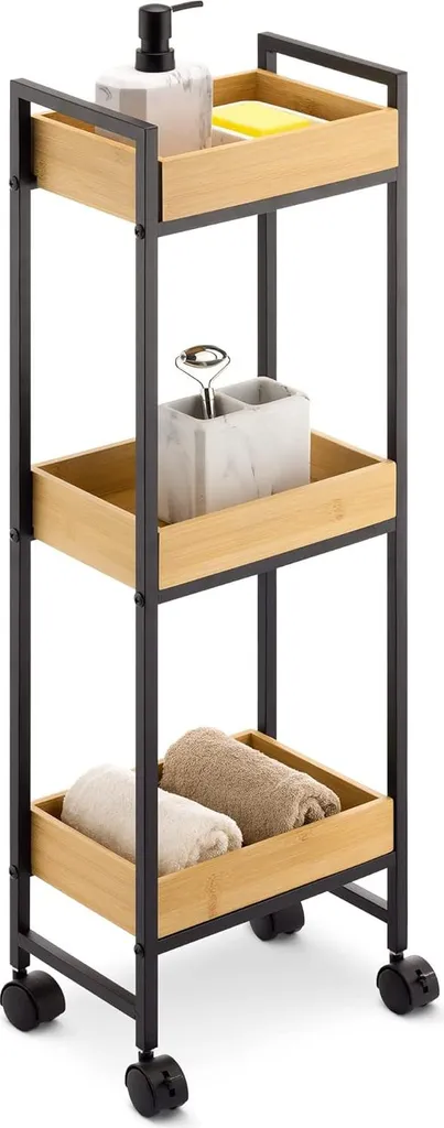 Étagère de bain pratique en bambou avec tiroirs de rangement