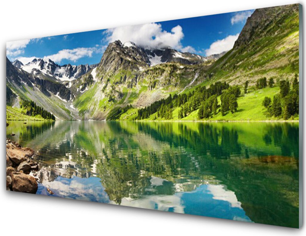Küchenrückwand aus Glas 100x50cm Spritzschutz Berg See Landschaft