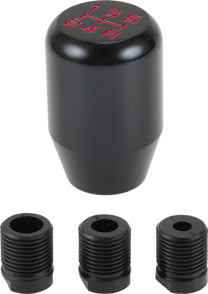 1 Satz 6cm Universal Schaltknauf - Auto Schaltknauf mit 3 Adapter fš¹r 5-Gang Schaltgetriebe Fahrzeug - Aluminiumlegierung Schwarz, Rot