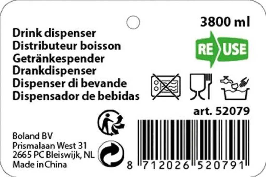 Distributeur d'eau de 38 litres grande capacité pour pique-nique