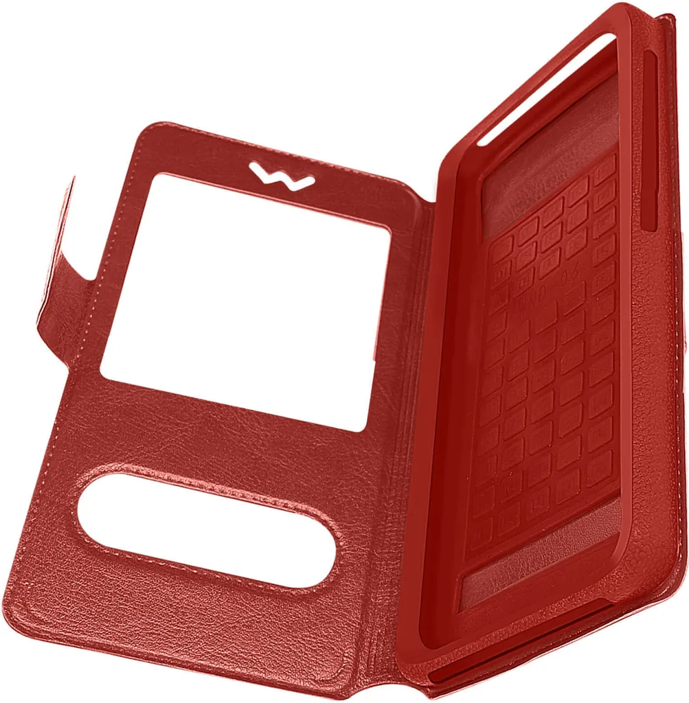 Cover Universale Smartphone Rossa 120x126x63mm con Doppia Finestra Display