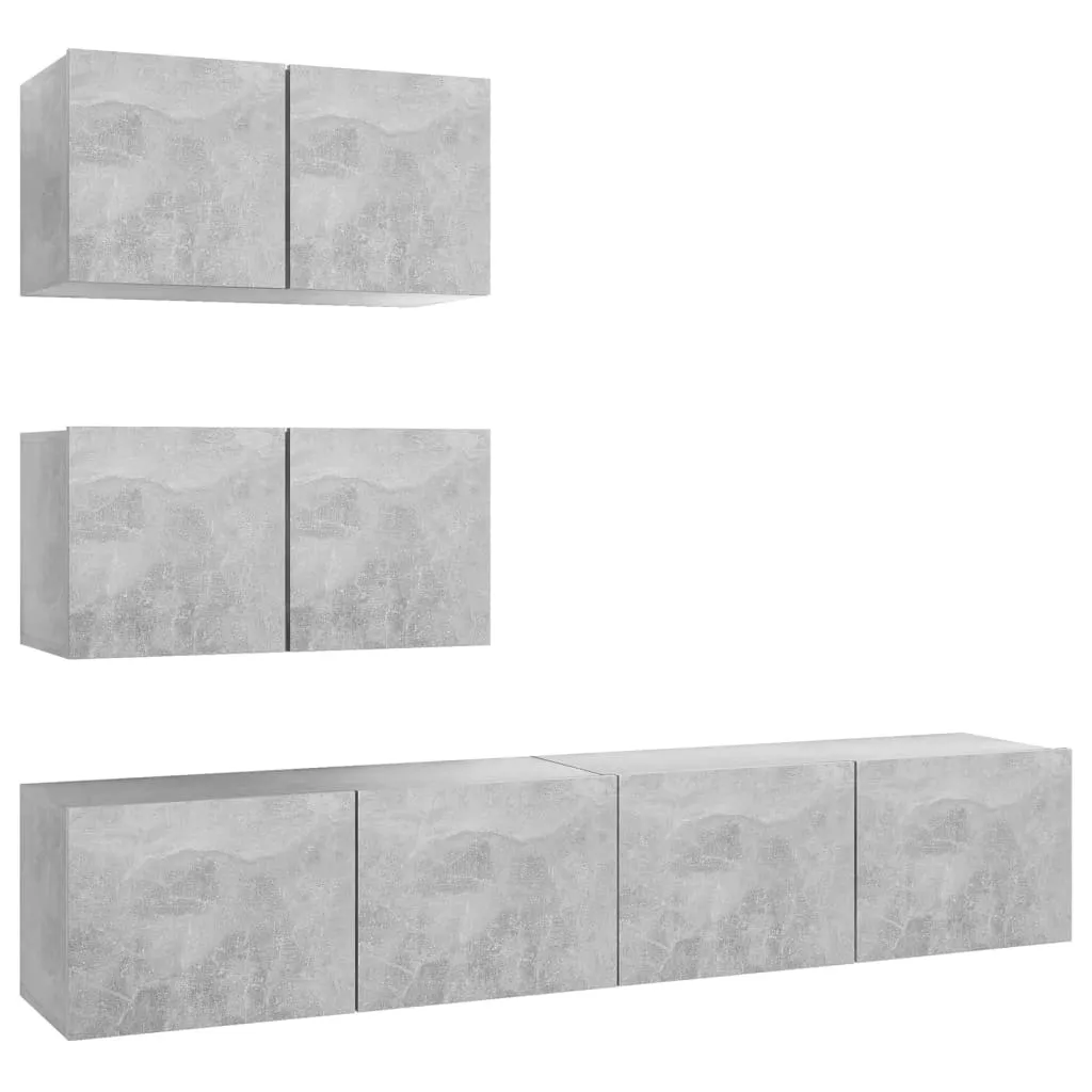 vidaXL Set di mobili TV 4 pezzi in legno grigio cemento