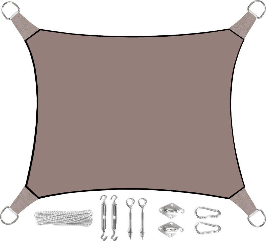 Sonnensegel Rechteckig 3x4m Braun mit Ösen für Balkon Terrasse Sonnenschutzsegel