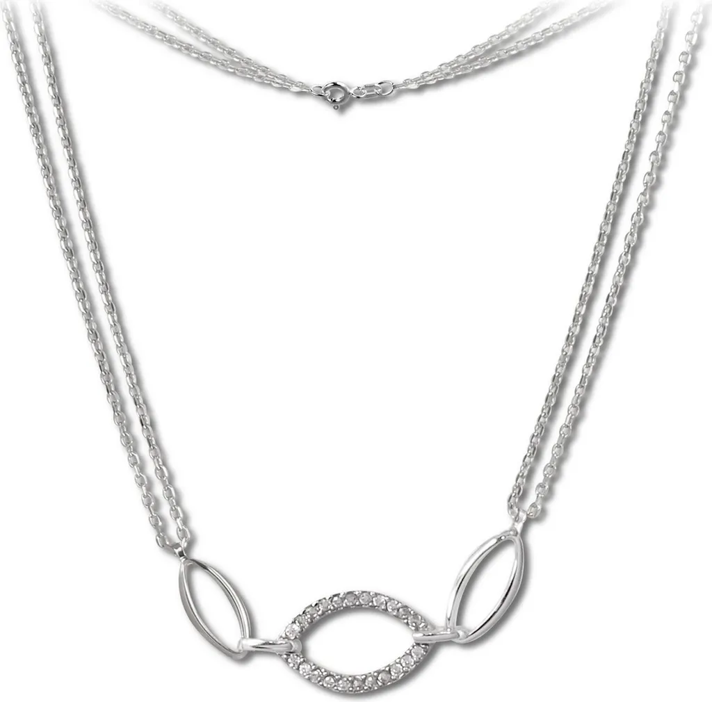 Collier Argent 925 Femme Pendentif Ovale pour Soirée et Cadeau 45cm