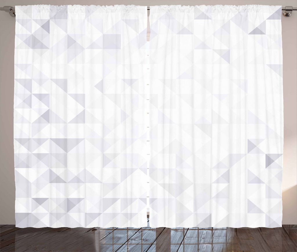 ABAKUHAUS Grau und Weiß Rustikaler Gardine, Geometrisch, Schlafzimmer Kräuselband Vorhang mit Schlaufen und Haken, 280 x 175 cm, Pale Grau Weiß