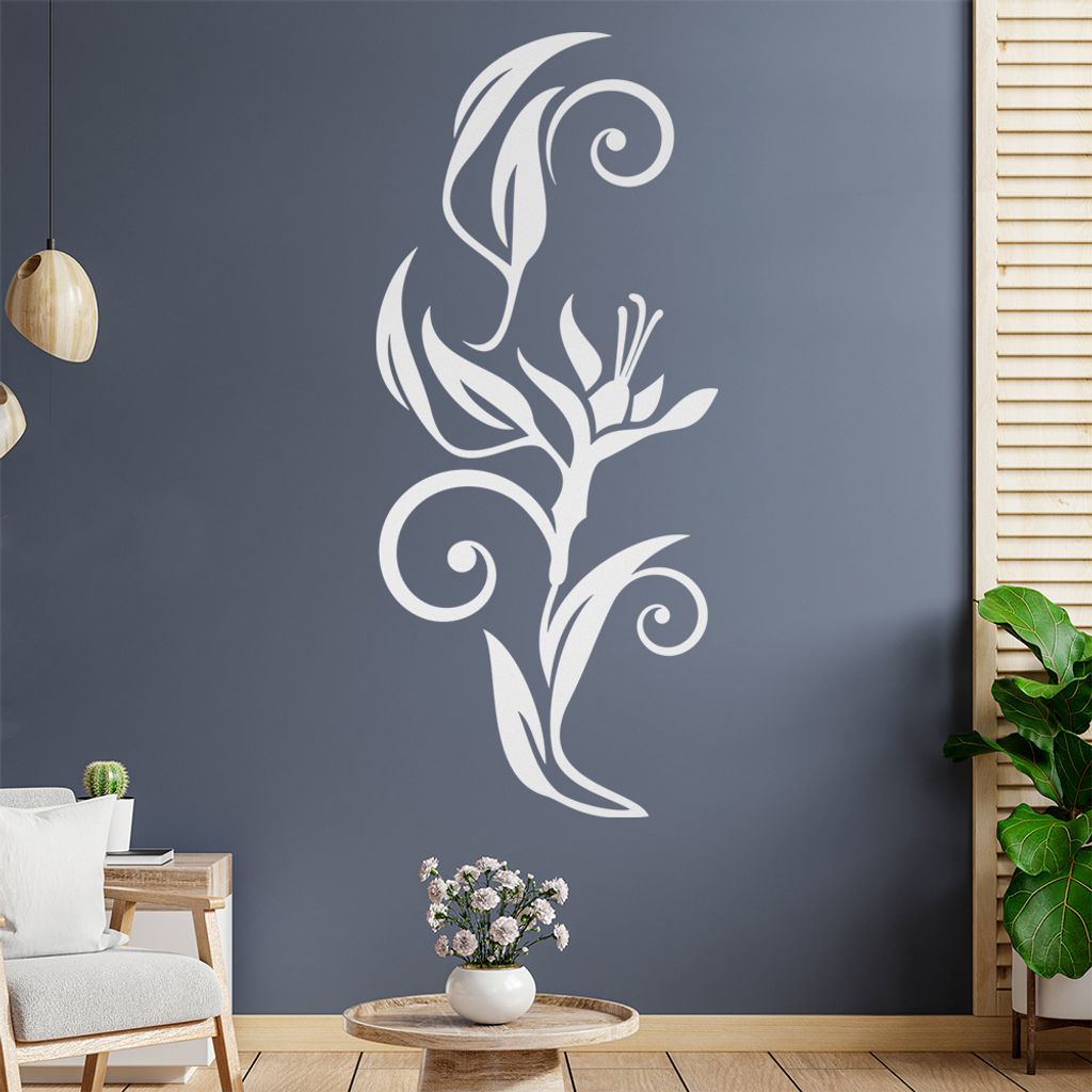 Blumen - Linien Wandtattoo in 6 Größen - Wandaufkleber Wall Sticker - Dekoration, Küche, Wohnzimmer, Schlafzimmer, Badezimmer