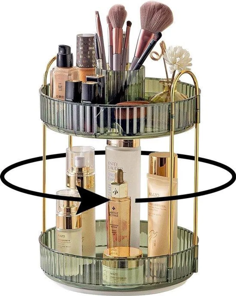 Présentoir de maquillage étagé vert émeraude pour rangement coiffeuse