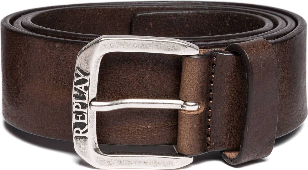 REPLAY Herren Leder-Gürtel - Echt Leder, Metall-Dornschließe, Vintage-Optik Braun 95 cm