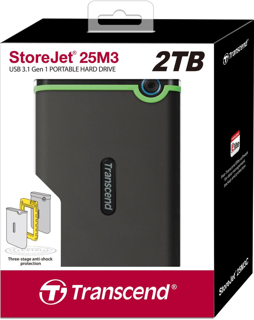 Transcend StoreJet 25M3 - Externe harde schijf - 2 TB - Productafbeelding 