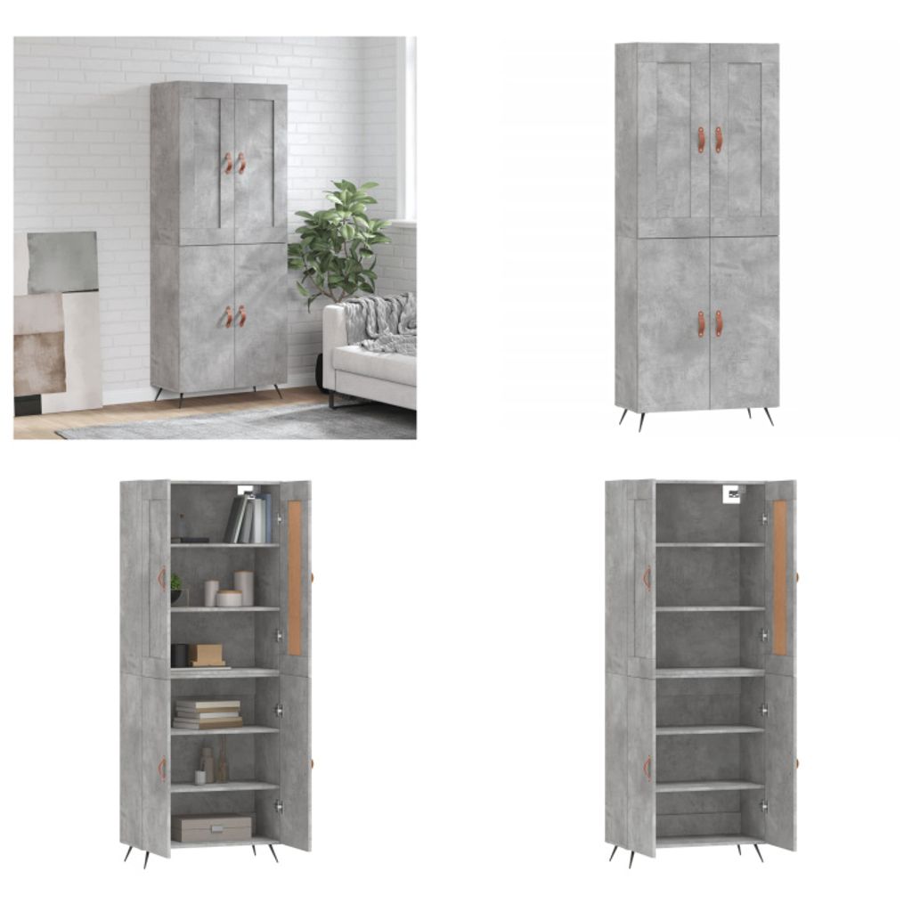 vidaXL Highboard Betongrau 69,5x34x180 cm Holzwerkstoff - Produktbild 