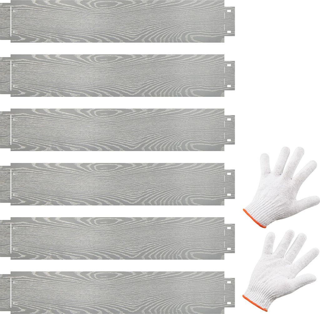 COSTWAY 6-teilige Rasenkante 6m lang, Mähkante Beetumrandung Beeteinfassung, DIY Hochbeet Gartenbeet Verzinkt Metall Silber 110x20cm