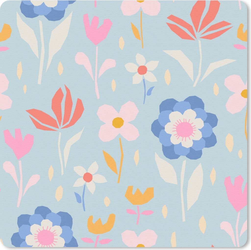 MuchoWow Mauspad Mousepad Blumen - Pflanzen - Muster 20x20 cm - Mousepads - Maus Mat - Pad - Mausunterlage - Desk Mat - Bureauartikeln