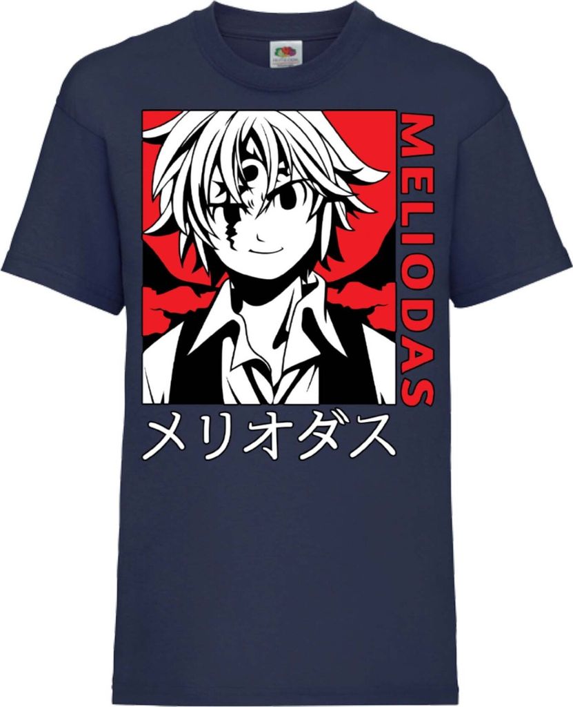 Kinder T-Shirt The Seven Anime Deadly Manga Sins Meliodas 04 Sins Meliodas, 7-8 Jahr - 128 / Dunkelblau