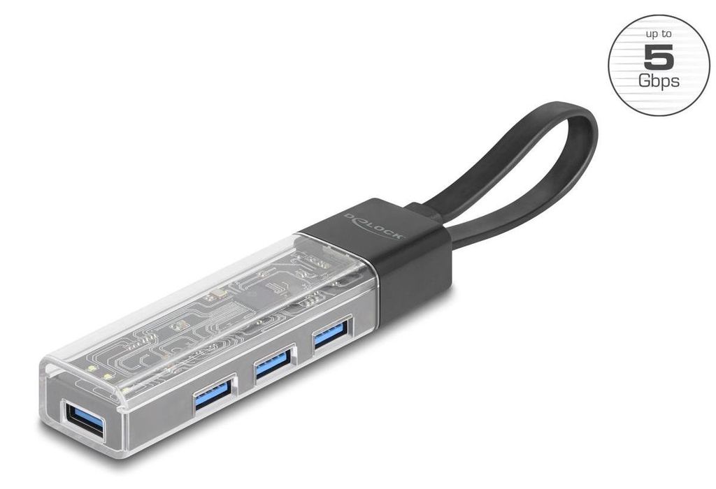 Delock 4 Port USB Hub 5 Gbps mit USB Typ-A oder USB Type-C Anschluss