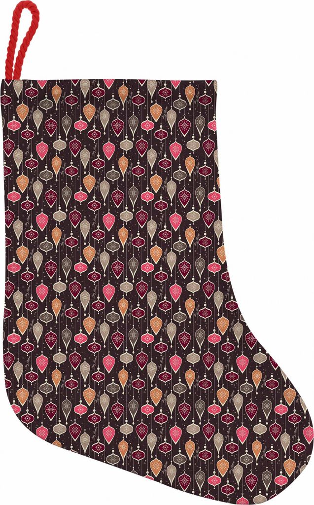 ABAKUHAUS Weihnachten Hängende Nikolausstiefel Weihnachtssocken, Kugeln und Flitter, Weihnachtsstrumpf zum Aufhängen, 35x50cm, Mehrfarbig