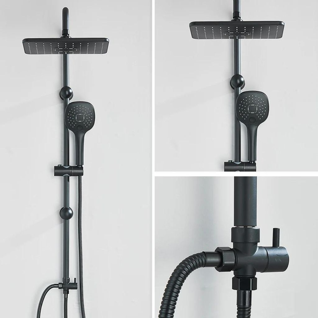 Regendusche Set - Wandmontage mit Handbrause - Ohne Mischbatterie - Keramik-Kartusche - Höhenverstellbar - Edelstahl - Duschkopf >40 cm - Matt Sch...