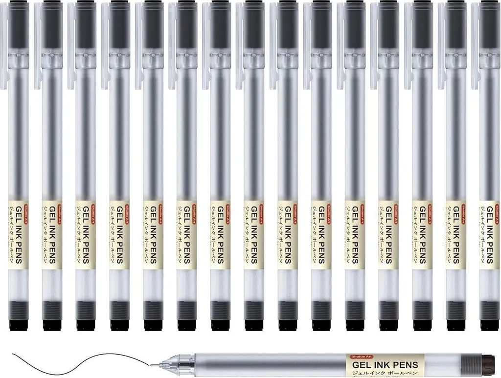 Stylos Gel Noirs Pointe 0,38mm à Séchage Instantané - Lot de 15 Stylos