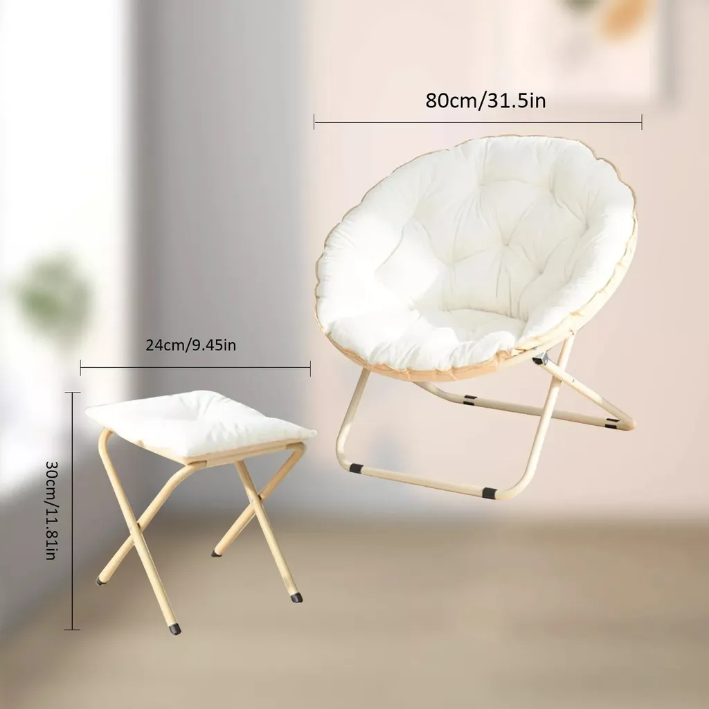 Fauteuil de camping Moonchair soucoupe avec tabouret de pied - Blanc - 6