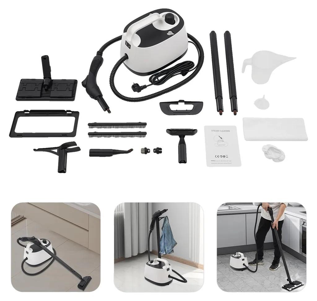 Nettoyeur Vapeur Maison 2000W 4 Bars - Idéal Carrelage et Vitres Blanc
