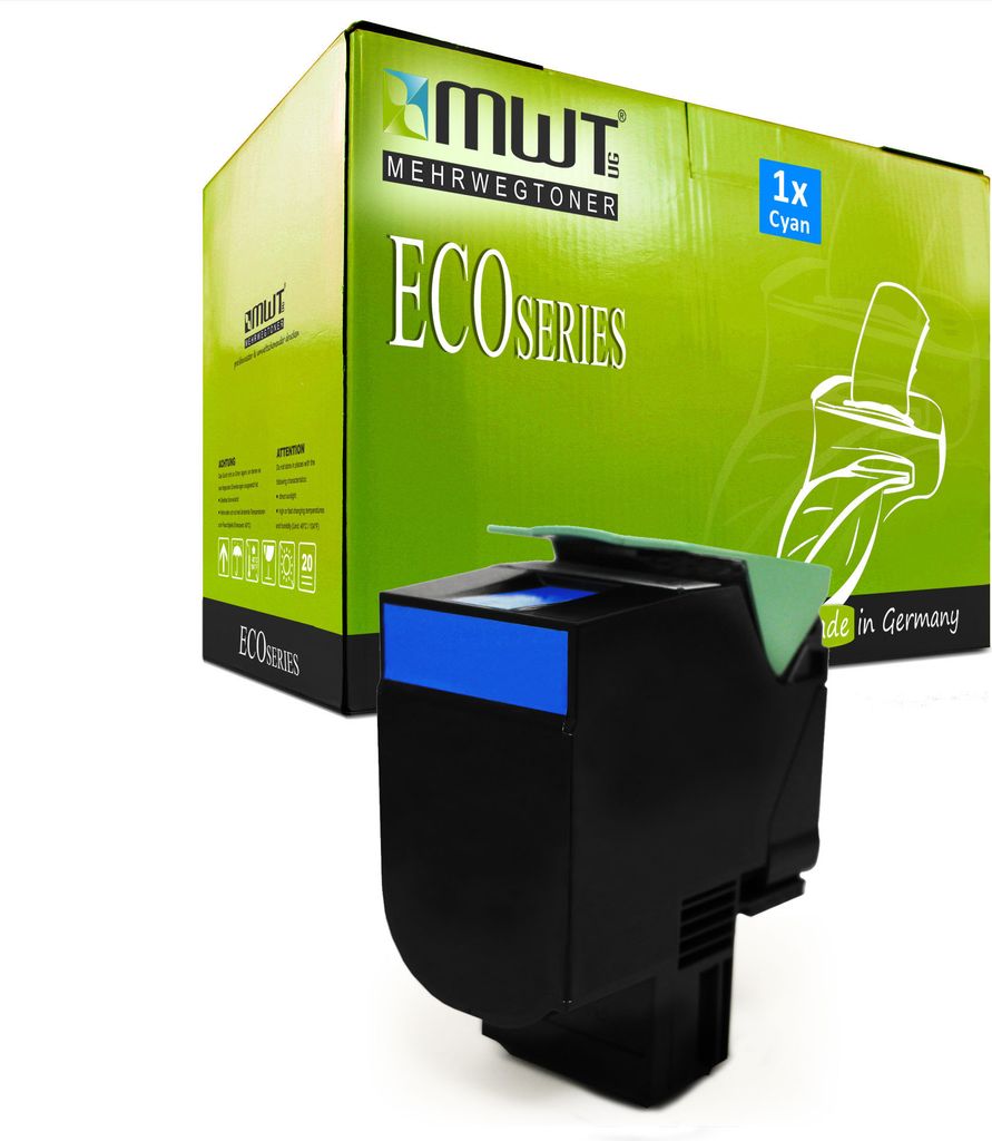 1 Mehrwegtoner kompatible Lasertoner ersetzt Lexmark C544X2CG Cyan