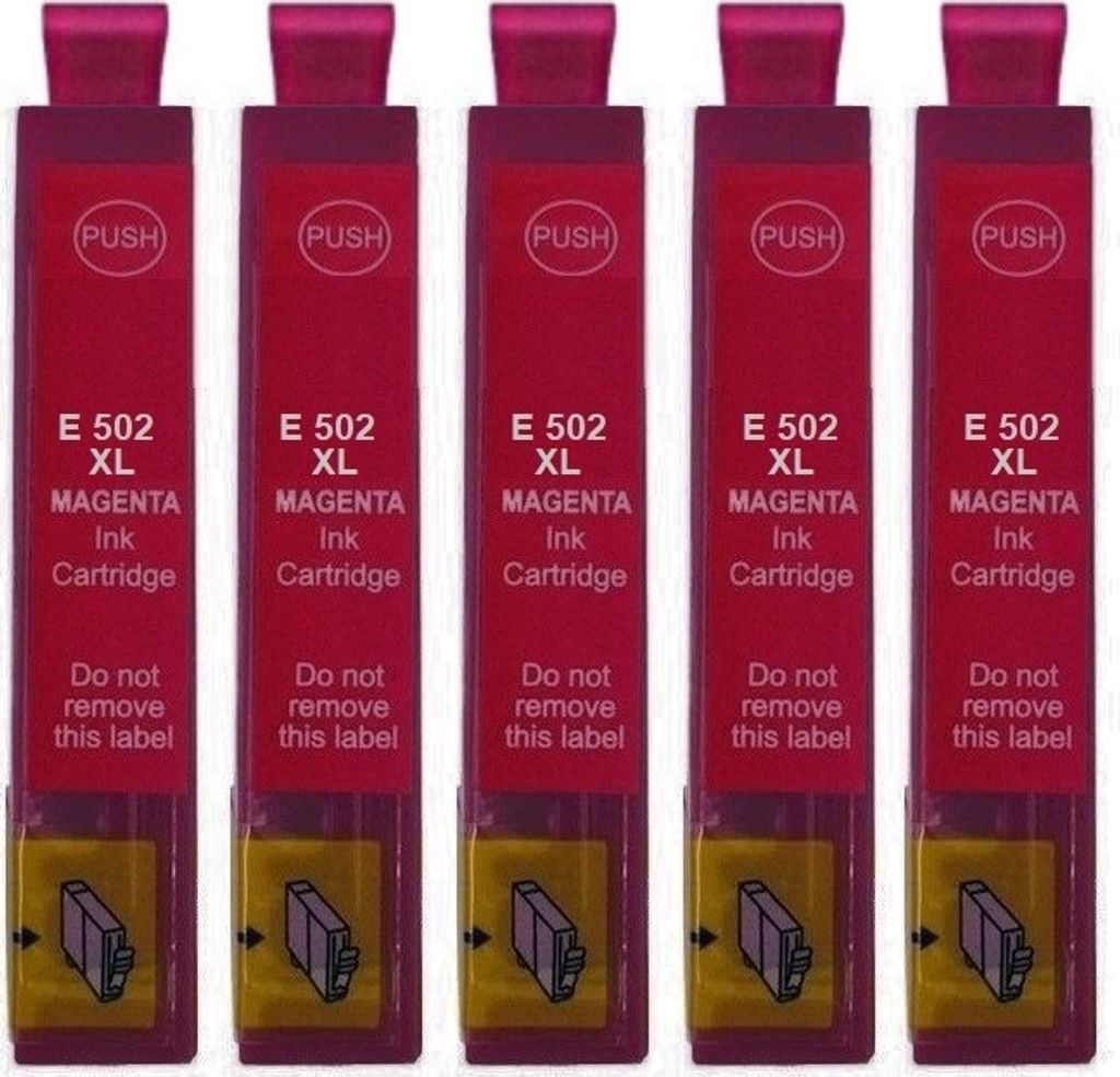 5 x kompatible Druckerpatrone 502 XL Magenta für Epson Expression Home XP-5100 5105 5115 5150 5155 WorkForce WF-2800 2860 2865 2880