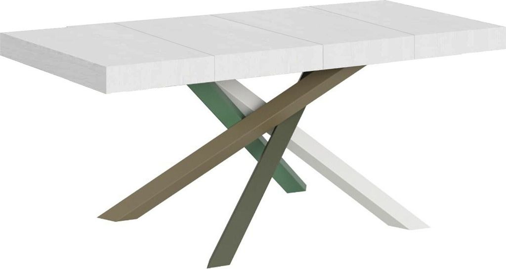 Ausziehtisch 140/400x90 cm Volantis Premium Esche weiß mehrfarbig Beine 4/A