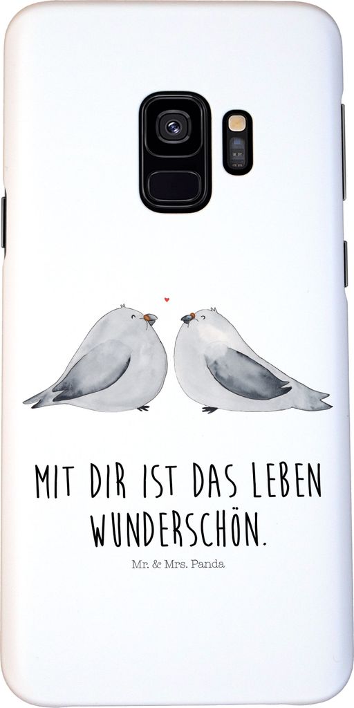 Mr. & Mrs. Panda Samsung Galaxy S9 Handyhülle Turteltauben Liebe - Weiß - Geschenk, Cover, Hülle, Handy Schutzhülle, Hochzeitstag, Freundin, Ca...