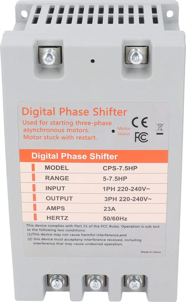 Convertisseur de Phase 220V 7,5 CV avec Affichage Digital Intelligent