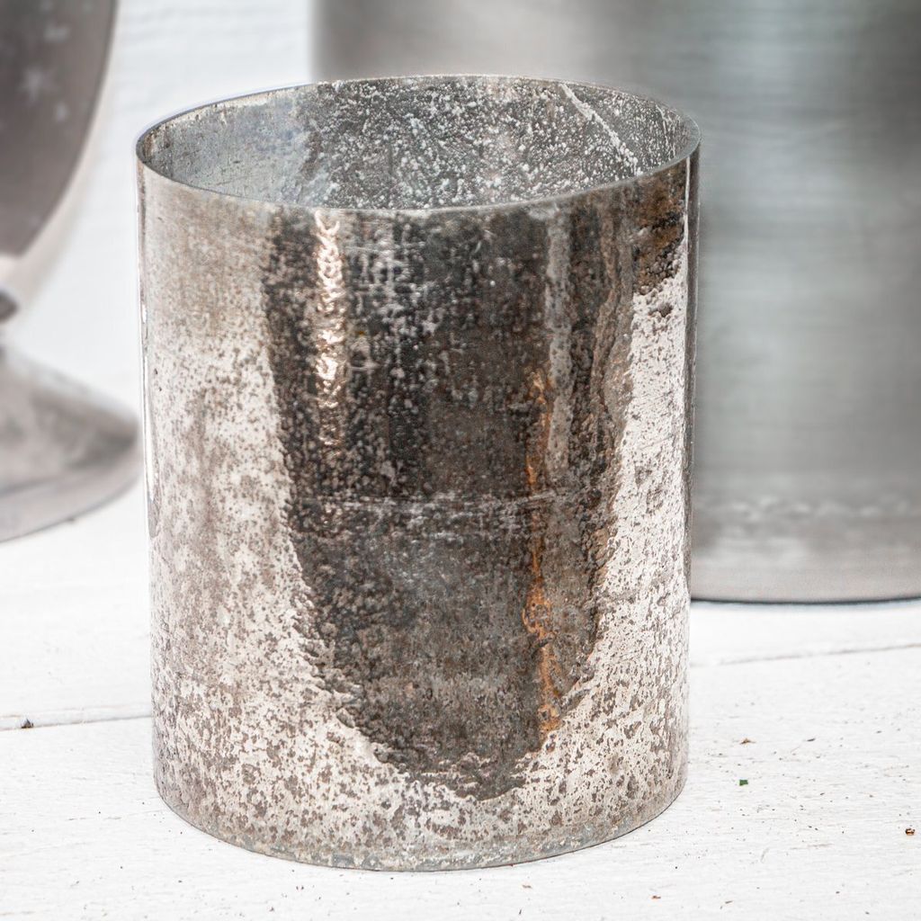 Blumenvase, Glas, Chabby Chic | Glas, Silber | H 16,0 x B 13,0 cm