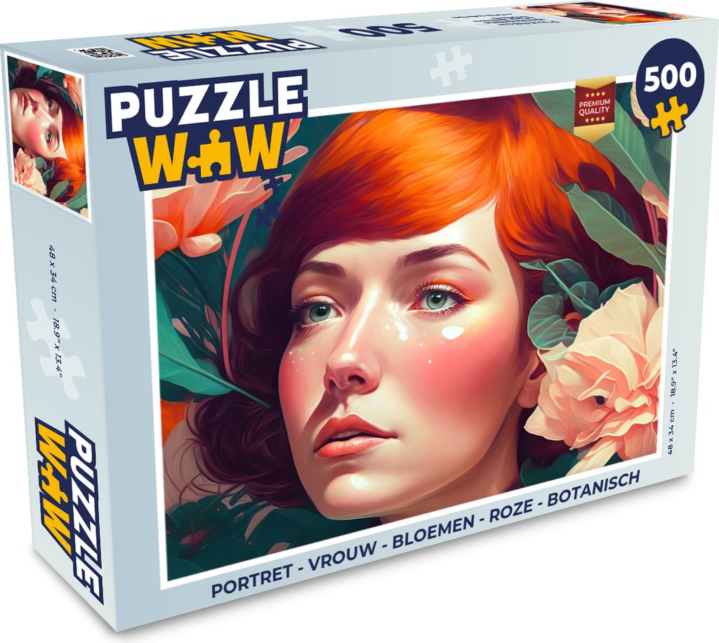 MuchoWow Puzzle 500 Teile Porträt - Frau - Blumen - Rosa - Botanisch - 500 Teile - Kinder - Selberbauen - Puzzlespiele
