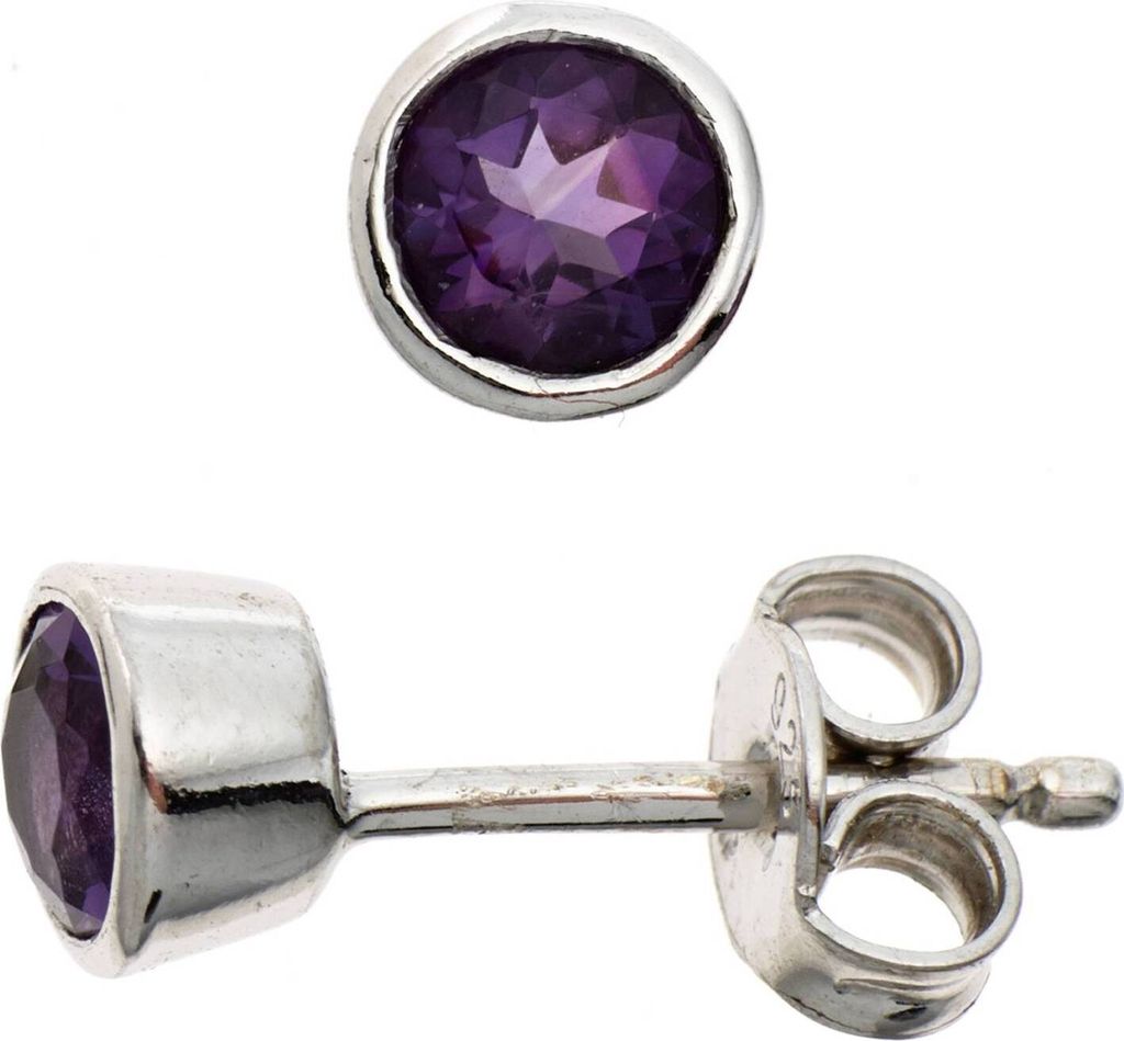 JOBO Ohrstecker 925 Sterling Silber rhodiniert 2 Amethyste Ohrringe