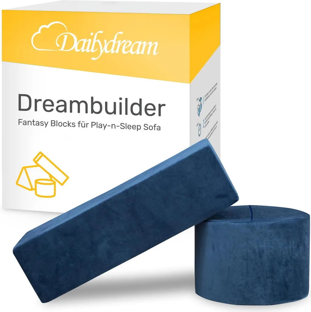 Dailydream Fantasy Blocks Blu - Set 2 Pezzi per Divanetto Trasformabile