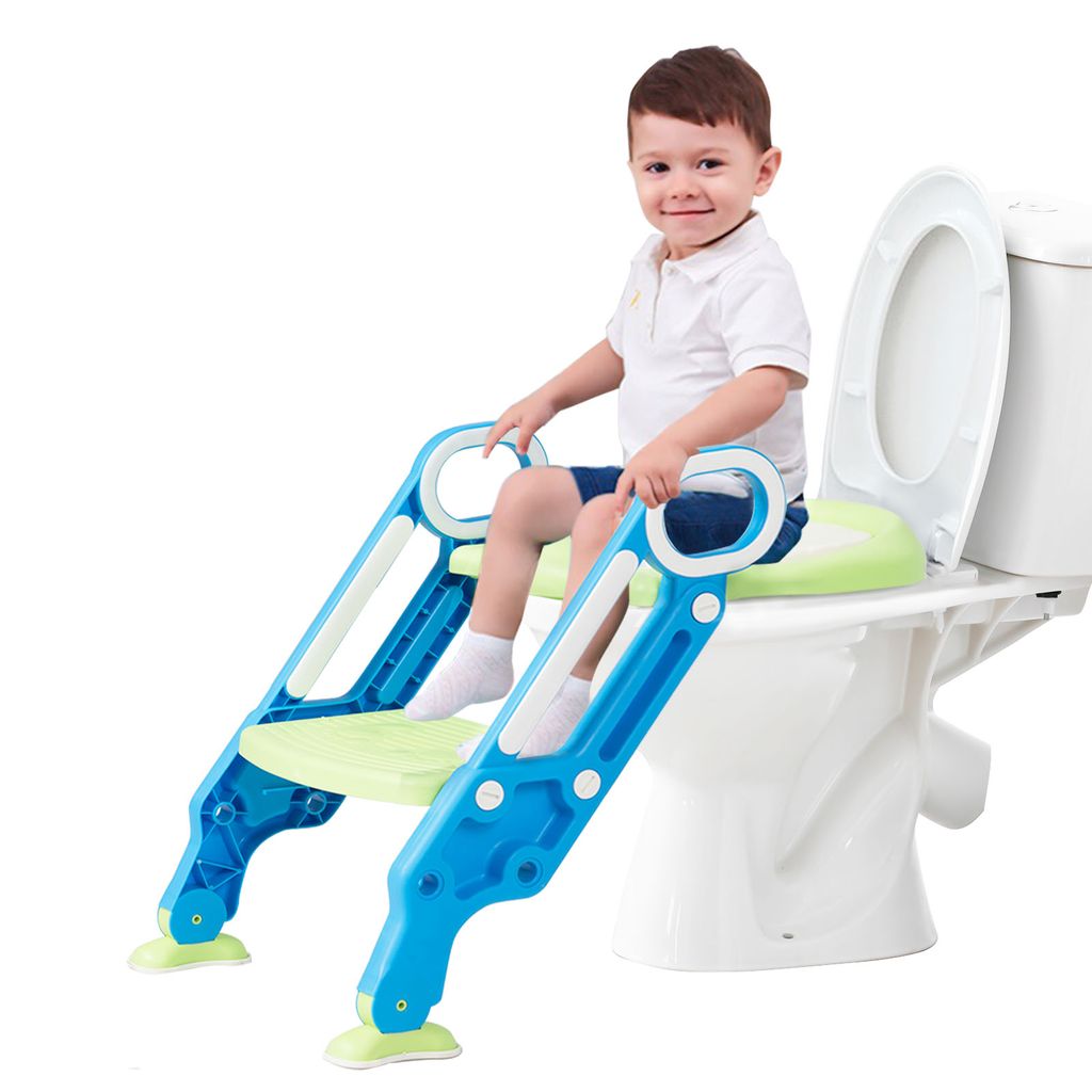 3 in 1 Toilettentrainer Kinder Baby Toilettensitz WC Lerntöpfchen Faltbar Blau A 