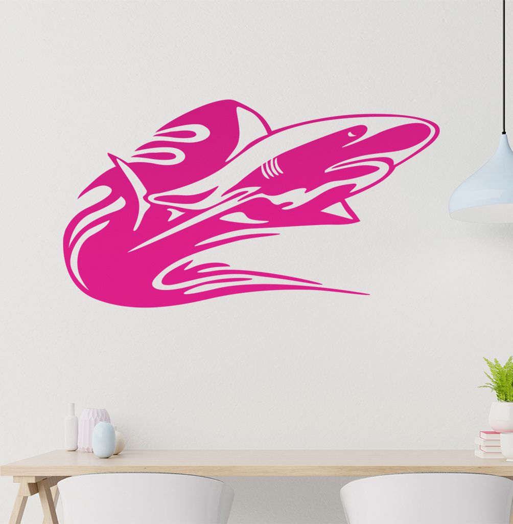Tribal Hai Wandtattoo in 6 Größen - Wandaufkleber Wall Sticker - Dekoration, Küche, Wohnzimmer, Schlafzimmer, Badezimmer