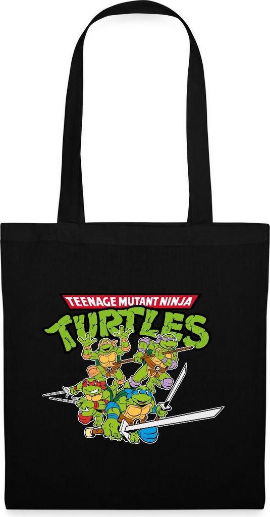 Spreadshirt Teenage Mutant Ninja Turtles Logo Stoffbeutel, One size, Schwarz