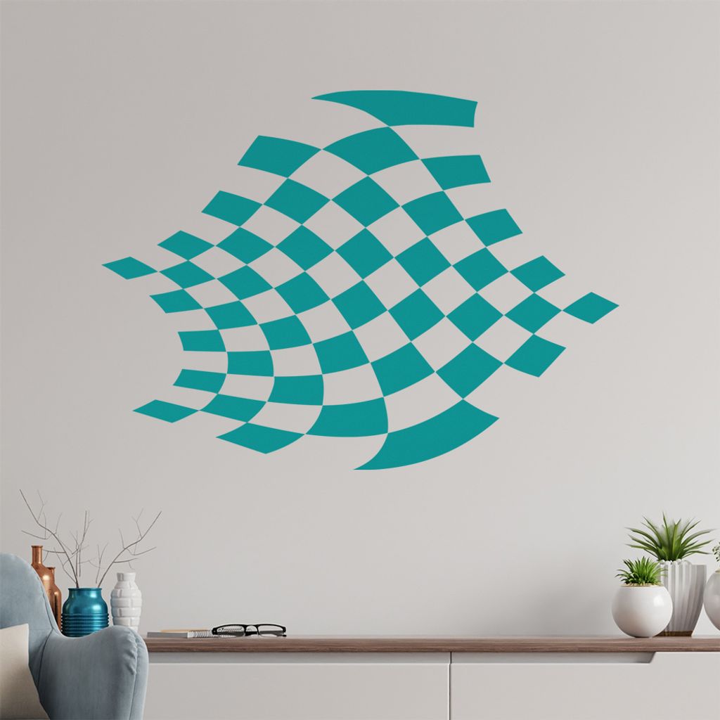 Karo verzerrt Wandtattoo in 6 Größen - Wandaufkleber Wall Sticker - Dekoration, Küche, Wohnzimmer, Schlafzimmer, Badezimmer