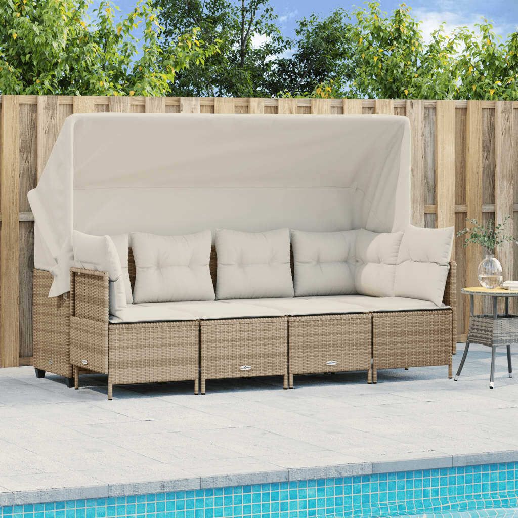 "Rabatt" 5-tlg. Garten-Sofagarnitur - mit sofa - mit Kissen Beige Poly Rattan - Lounge-Dining set CC10186
