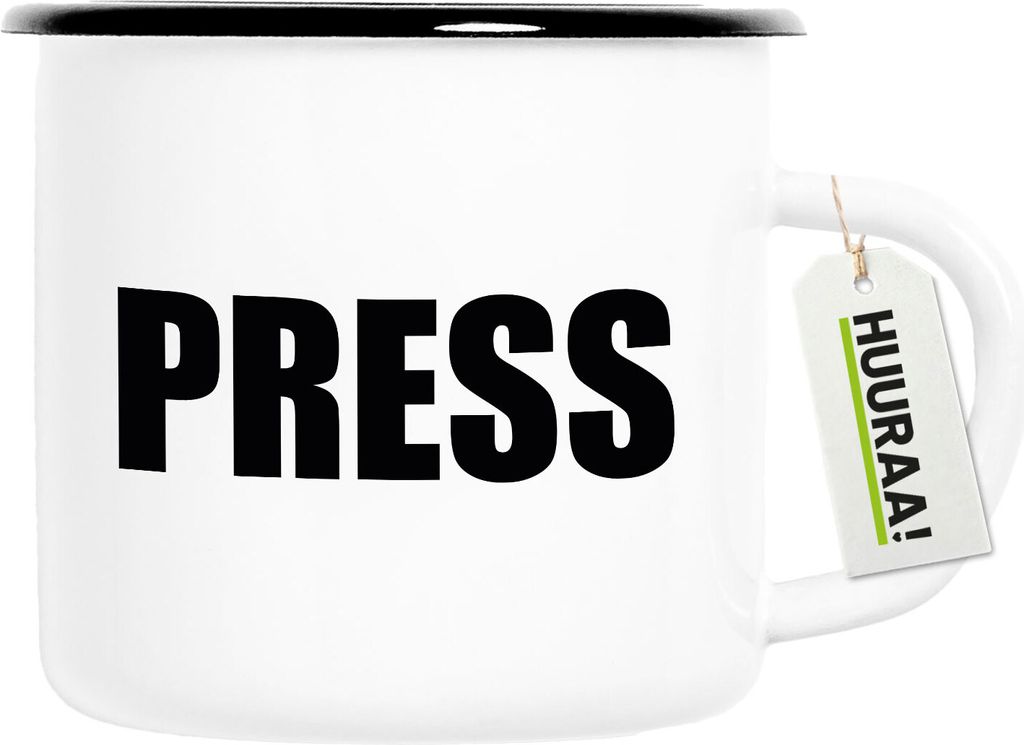 Huuraa Emaille Tasse Press Schriftzug 300ml Vintage Campingbecher Geschenkidee