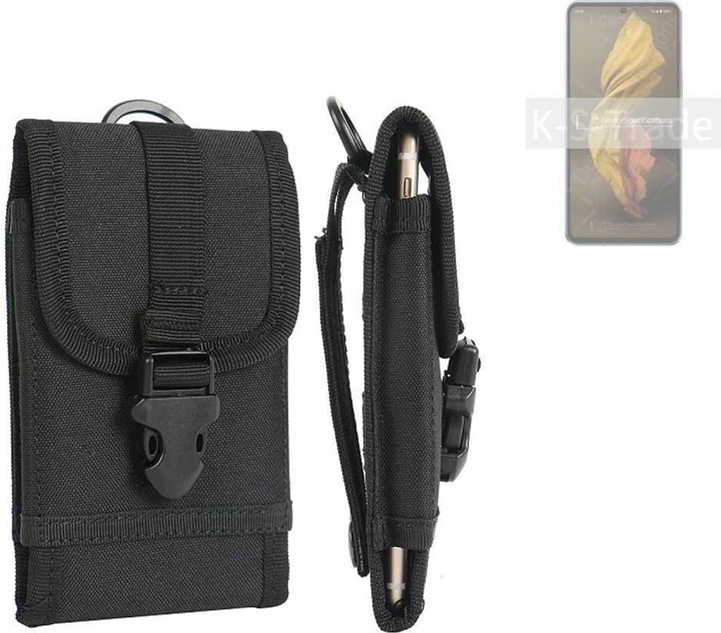 K-S-Trade Holster Handy Hülle kompatibel mit Sharp Aquos R7 Holster Handytasche Gürtel Tasche Schutz Hülle Robust Outdoor schwarz